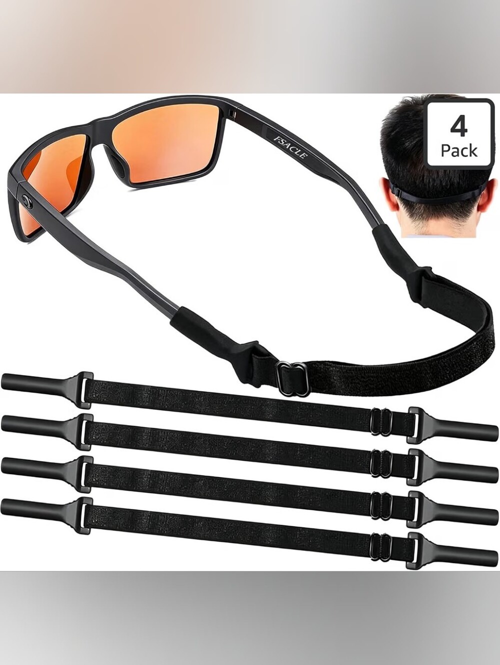 Adjustable Glasses Strap, Upgrade 4 Pack No Tail Eyeglass Straps, Universal Fit